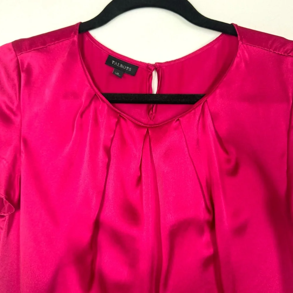Talbots Flutter Sleeve 100% Silk Top Size 2 - Picture 3 of 11